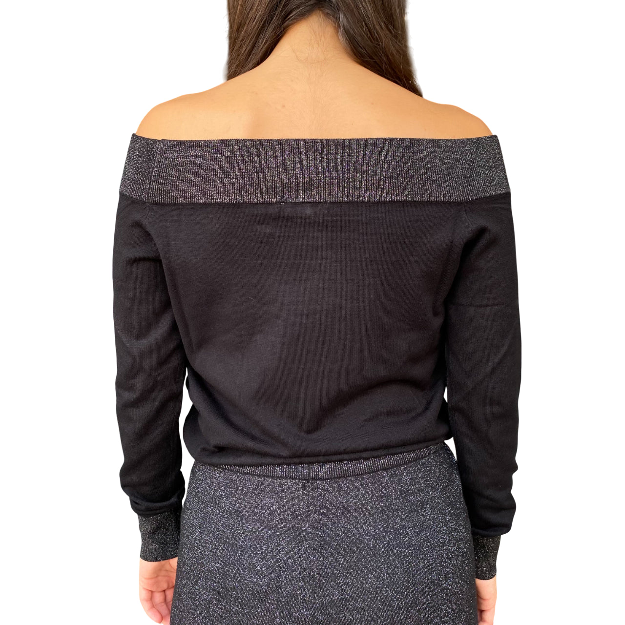 Gaudì Maglia Donna Off the Shoulder Nero 521BD53015 | Maglione Spalle Scoperte - retro