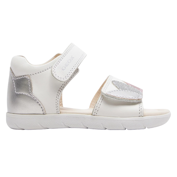 Geox sandalo da bambina con strappo Alul B451YB085NFC0007 bianco argento