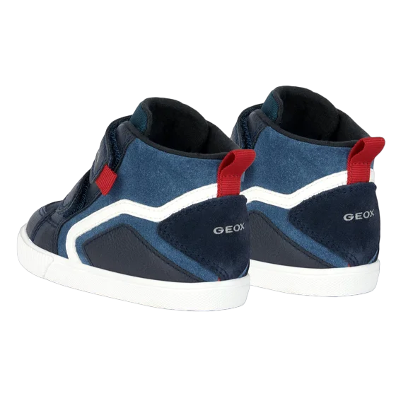 Geox children's high sneaker shoe with leather strap B36A7E-022ME-C4277 Kilwi blue