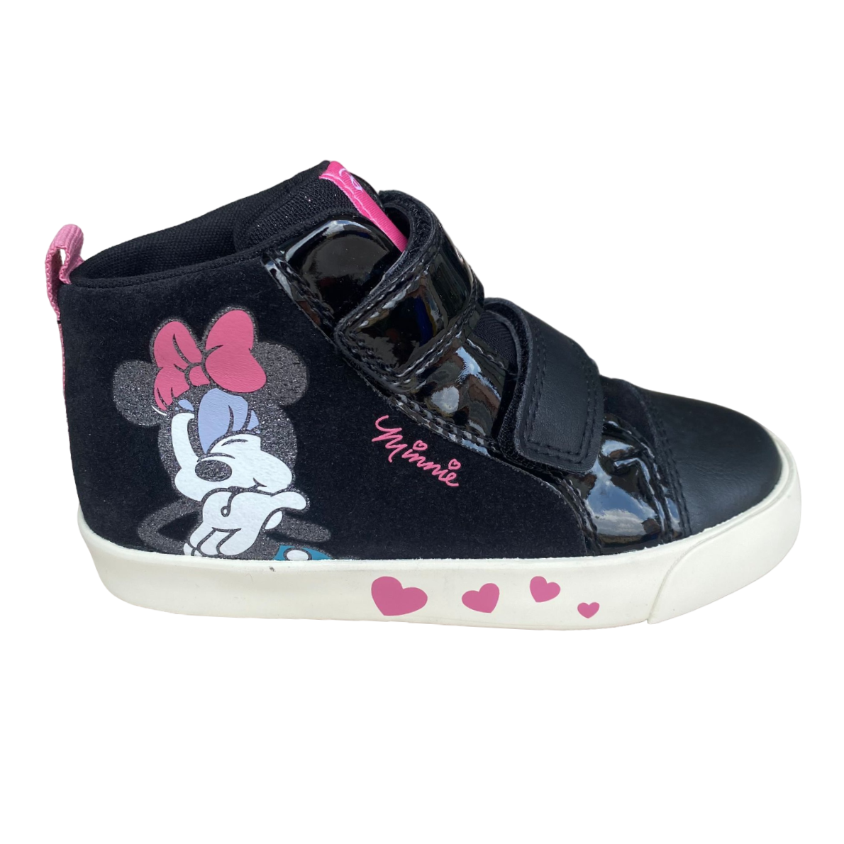 Geox scarpa sneakers con strappo da bambina Kilwi Minnie B46D5B 022HH C9289 nero-rosa