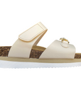 Goldstar ciabatta donna GS4888M beige vista frontale con sottopiede pelle, vista laterale esterna