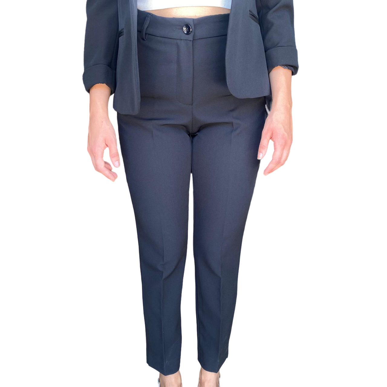 Griffai Women's suit with 3/4 sleeve jacket and stretch trousers DGP5001 black