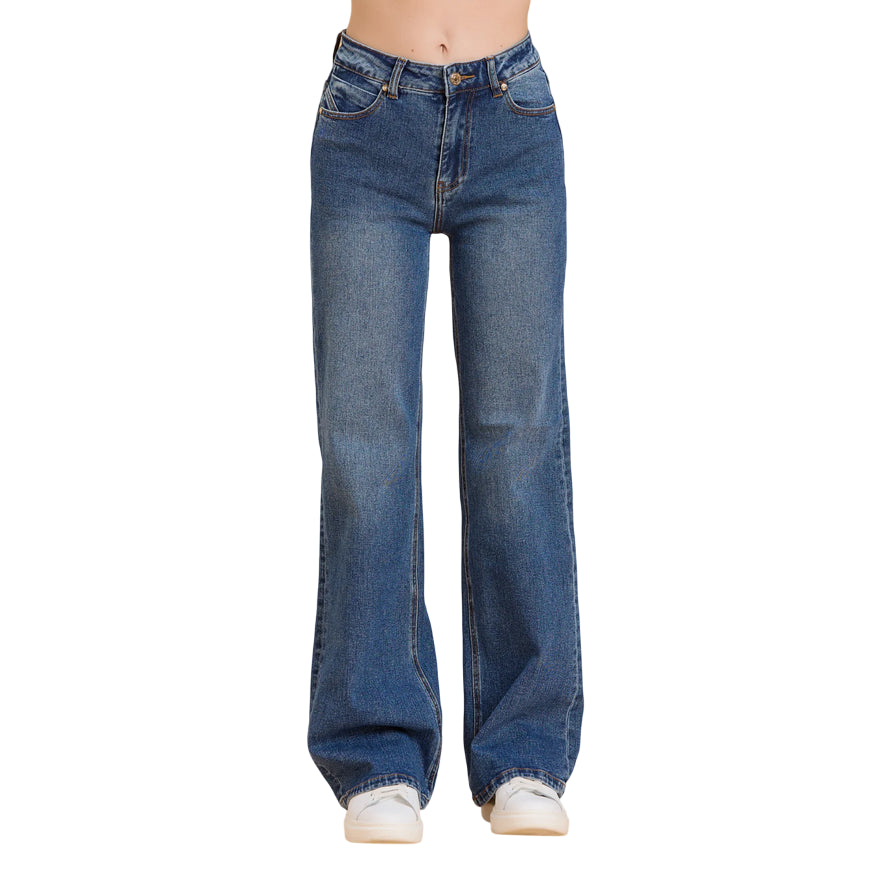 Griffai - Jeans Donna DGF5809 Blu Medio - Pantalone Flare a Palazzo - frontale