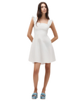 Griffai Abito corto da donna con bretelle fiocco sulla schiena DGP6699 bianco