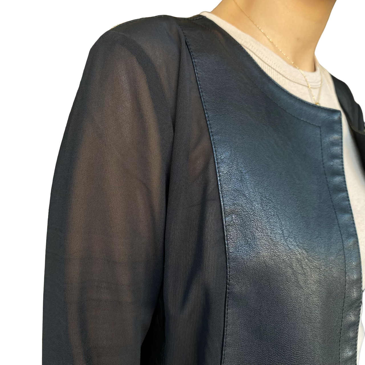 Griffai Chanel women's jacket in eco-leather with micromesh DGP4605 black