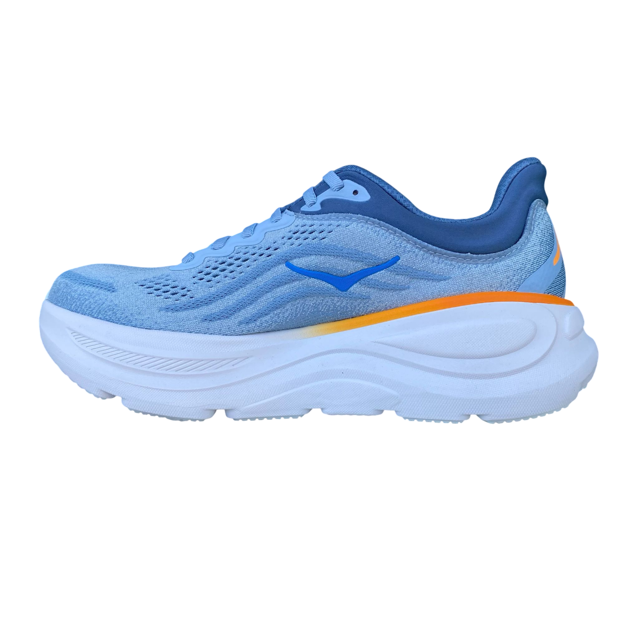 HOKA ONE ONE Bondi 9 scarpa da corsa uomo celeste grigio-arancio con massima ammortizzazione per running