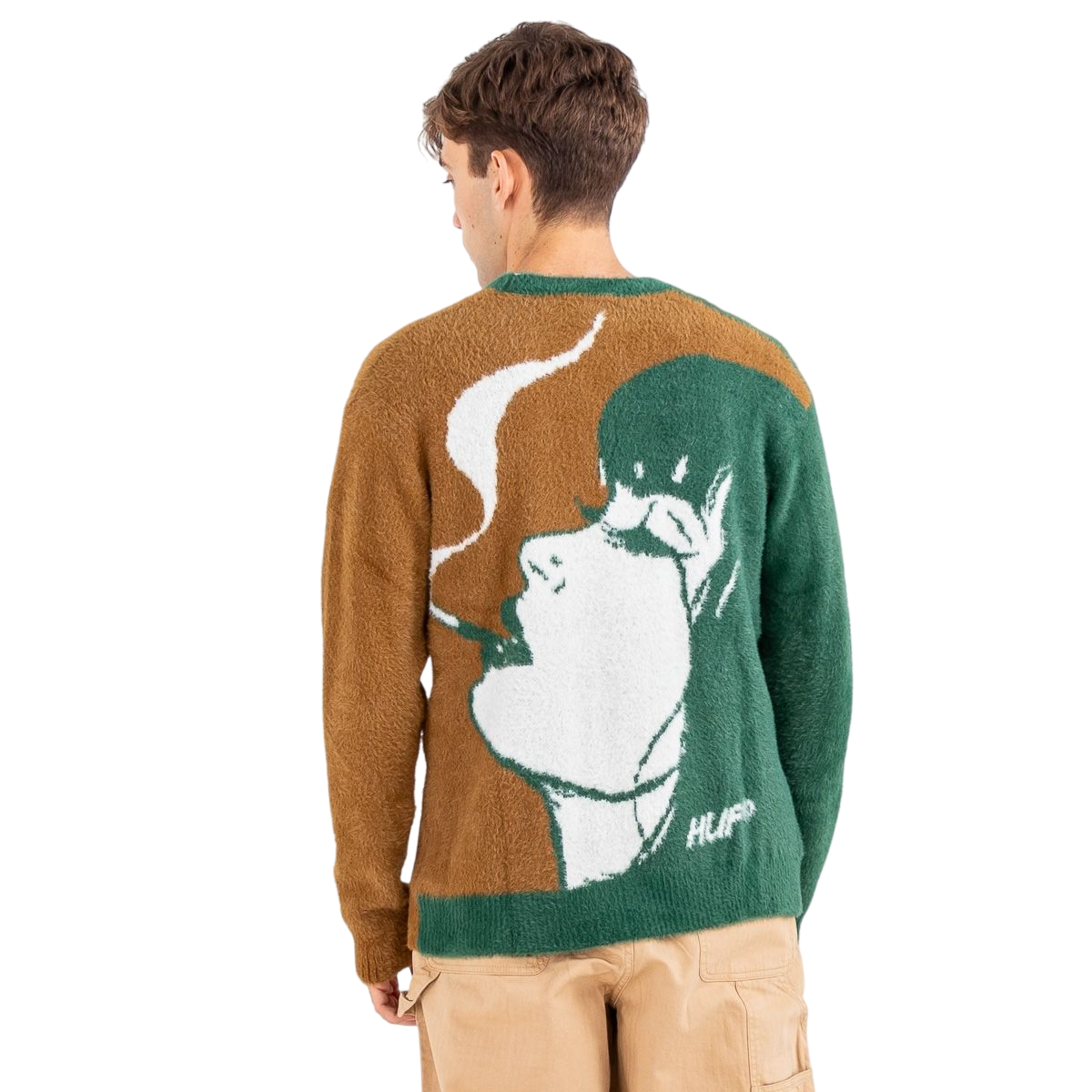 HUF cardigan morbido unisex in finto mohair Feels Good KN00391 marrone