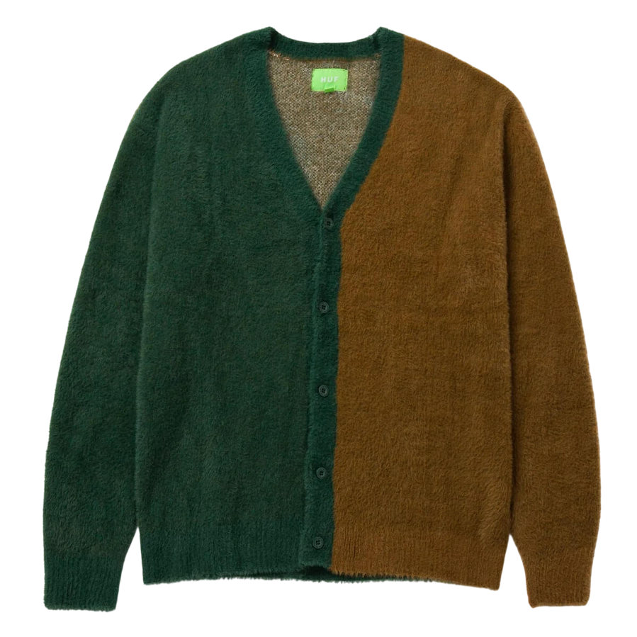 HUF cardigan morbido unisex in finto mohair Feels Good KN00391 marrone