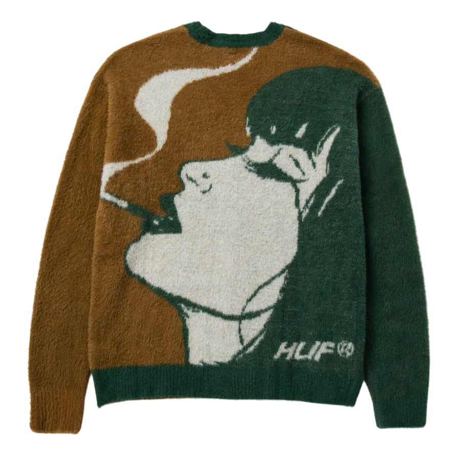 HUF cardigan morbido unisex in finto mohair Feels Good KN00391 marrone