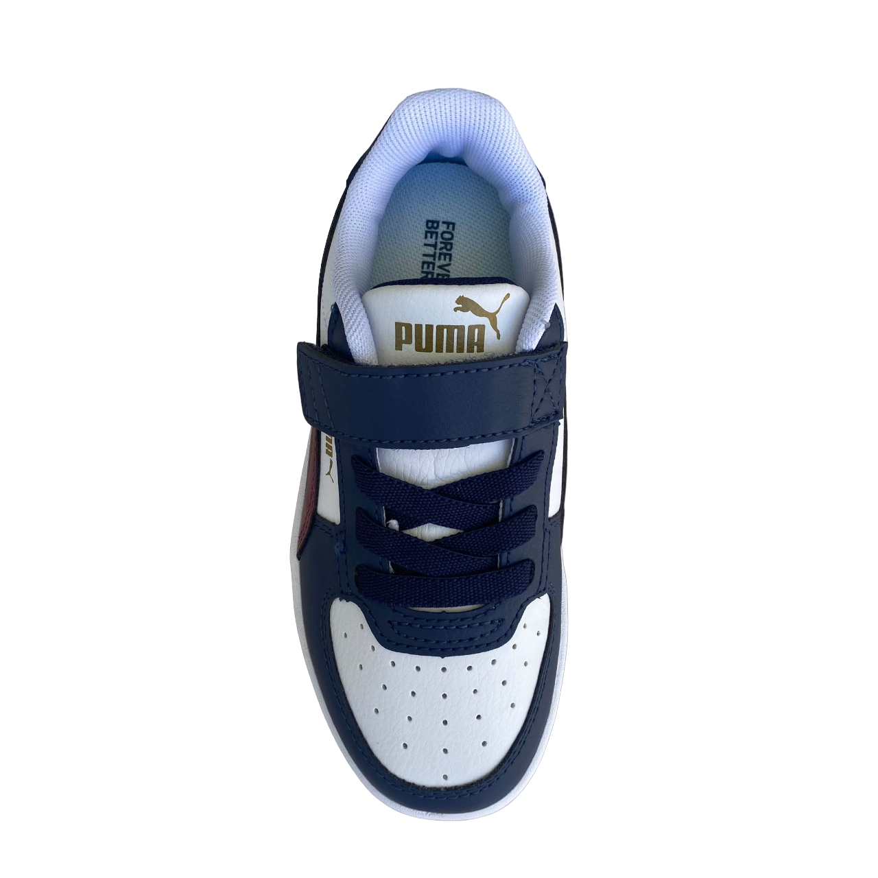 Puma boys' sneakers shoe with elastic and strap Caven 2.0 AC Ps white-jasper red-blue