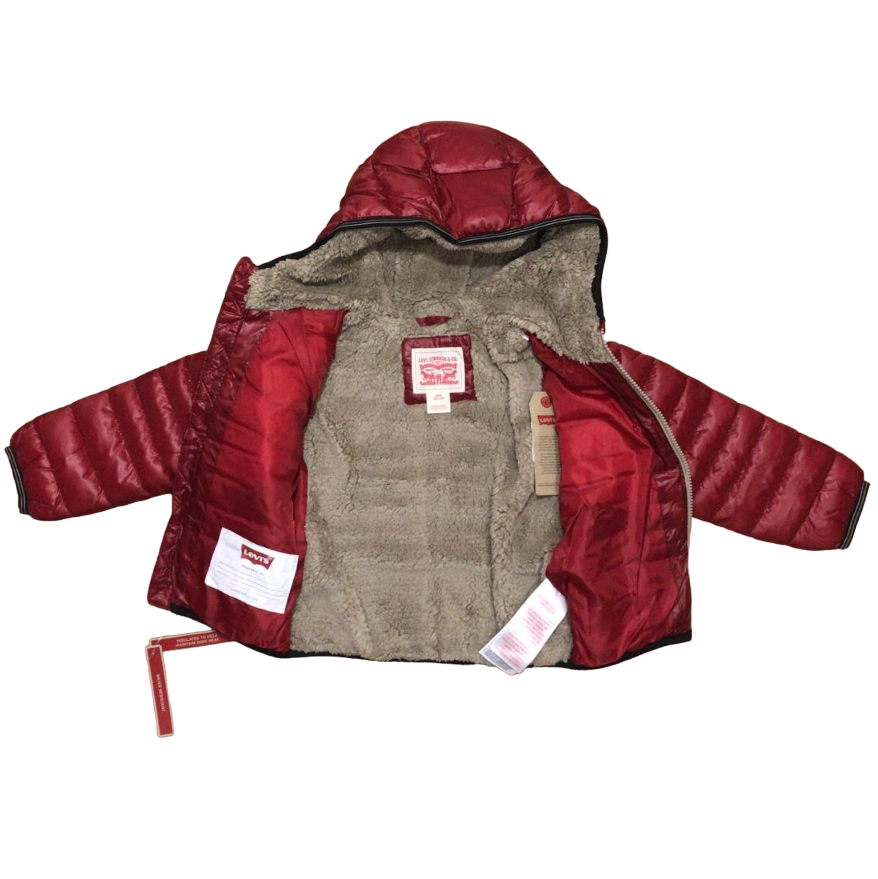 Levi's Kids Piumino con cappuccio da bambino foderato in sherpa 6EF434 8EF434-R8B rosso scuro