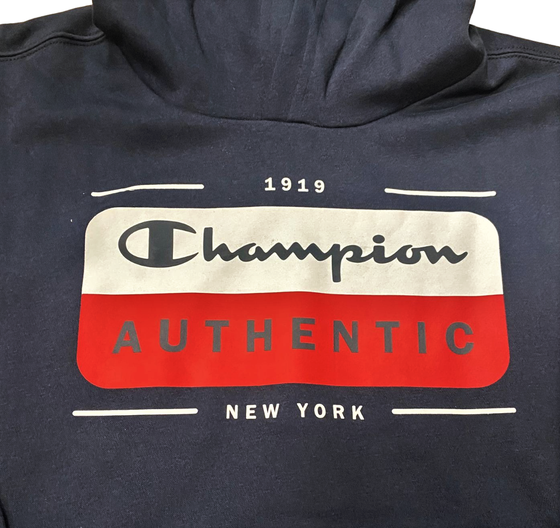 Champion lightweight fleece hoodie with chest logo Legacy 306512 BS501 dark blue