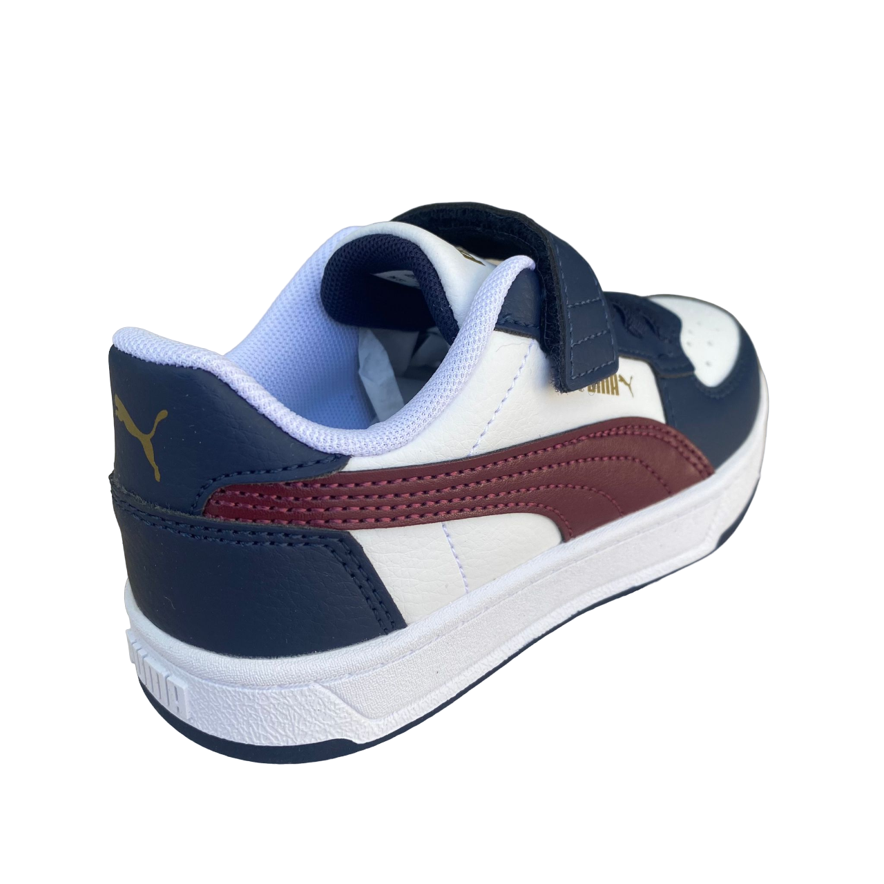 Puma boys' sneakers shoe with elastic and strap Caven 2.0 AC Ps white-jasper red-blue
