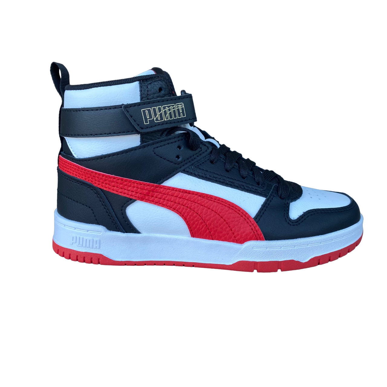 Puma sneakers alta da ragazzo RBD Game Junior 386172 08 bianco-rosso-nero-oro