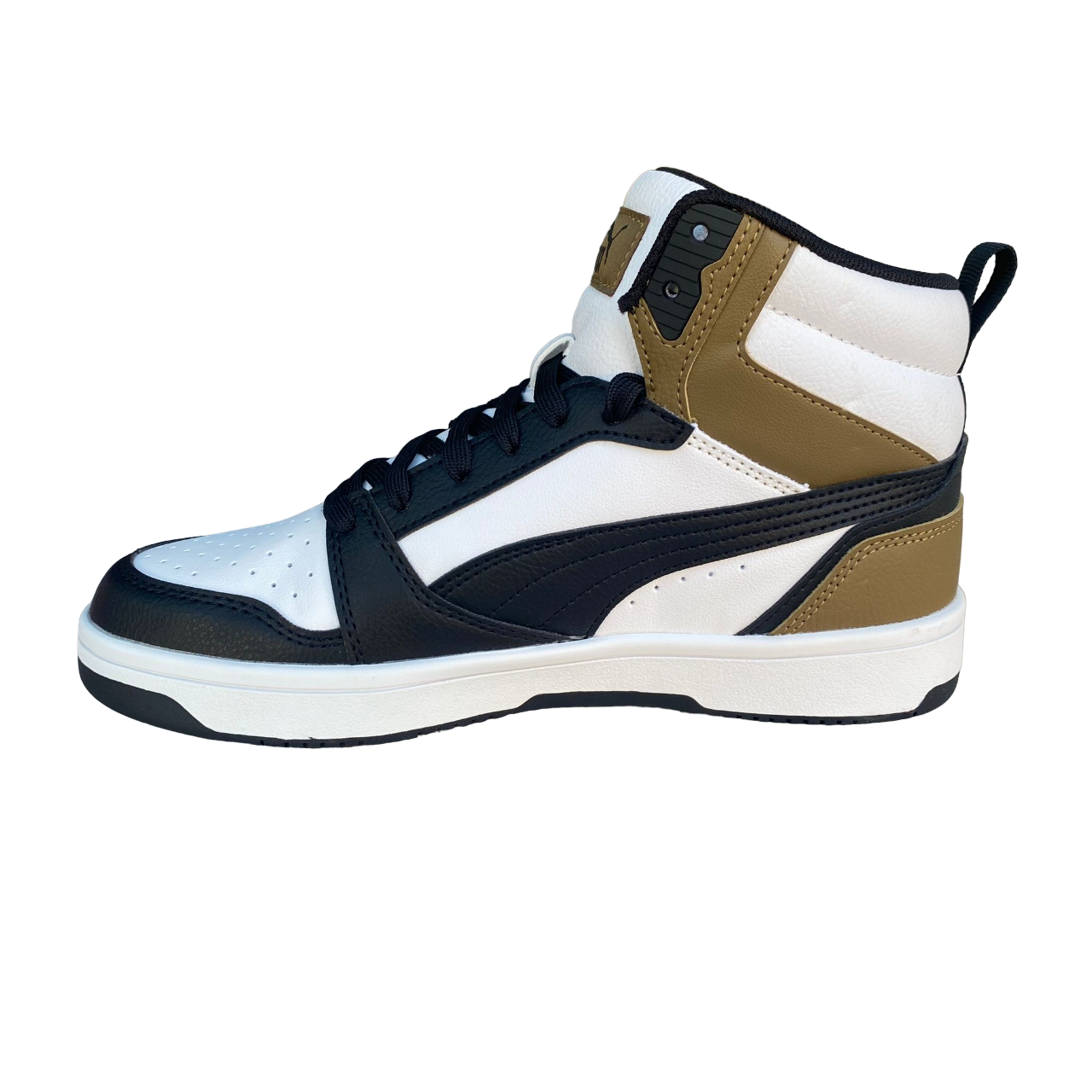 Puma Rebound v6 Mid boy's high sneaker shoe 393831 08 white-black-chocolate