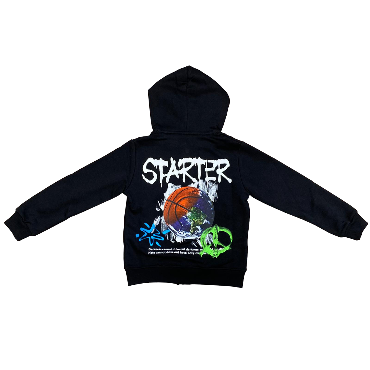Starter Felpa con cappuccio e zip intera da ragazzo con stampe 1114 UB ST nero