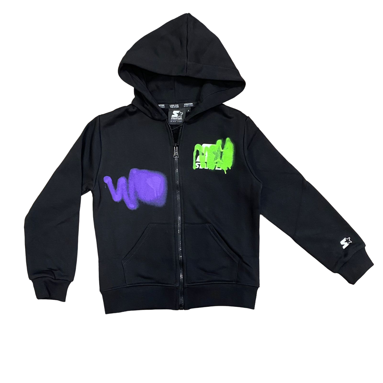 Starter Felpa con cappuccio e zip intera da ragazzo con stampe 1114 UB ST nero