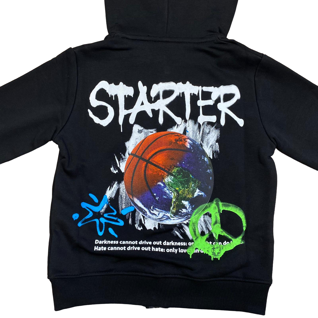 Starter Felpa con cappuccio e zip intera da ragazzo con stampe 1114 UB ST nero