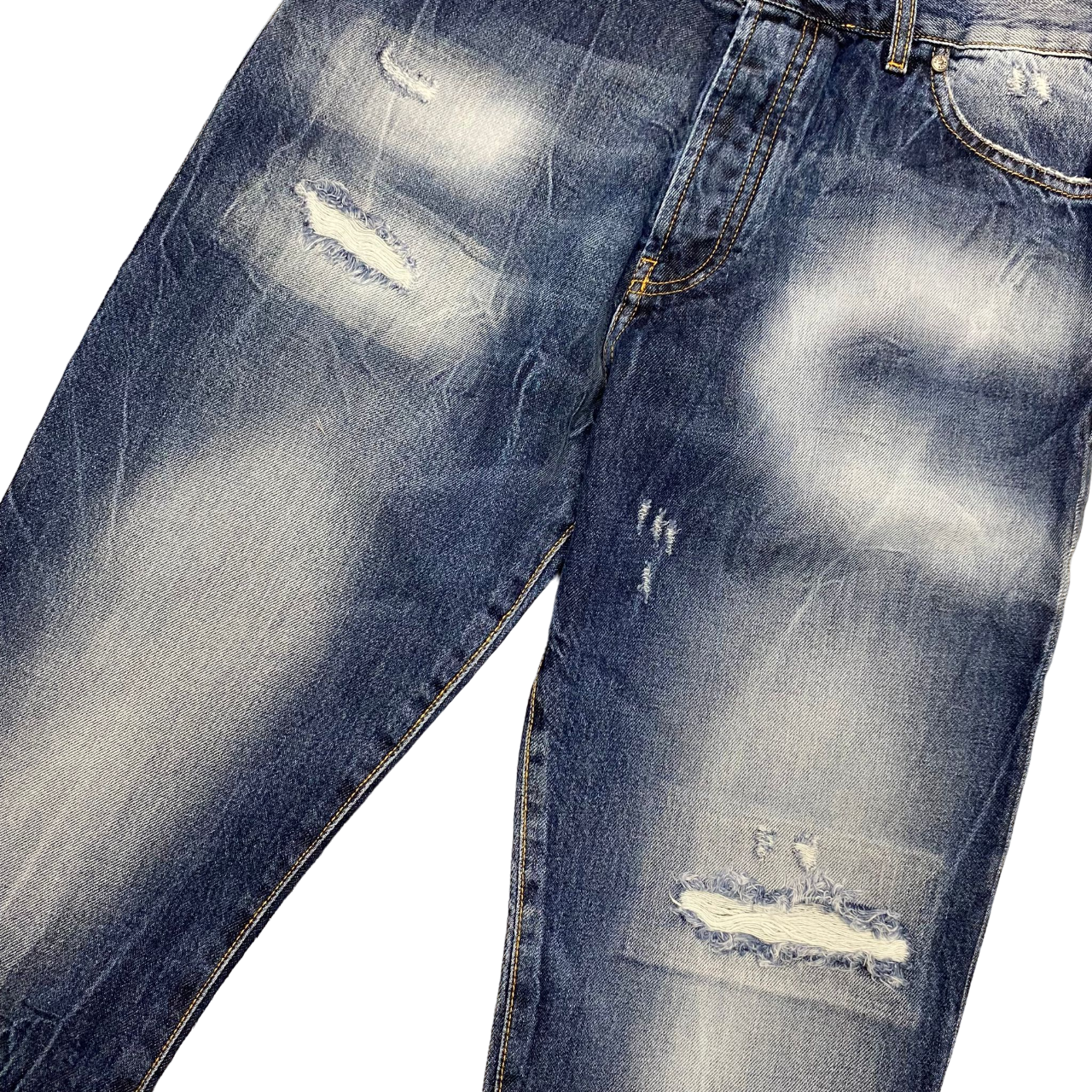 Klixs pantaline jeans da uomo slavato con rotture Kevin 01170UB blu sfumato
