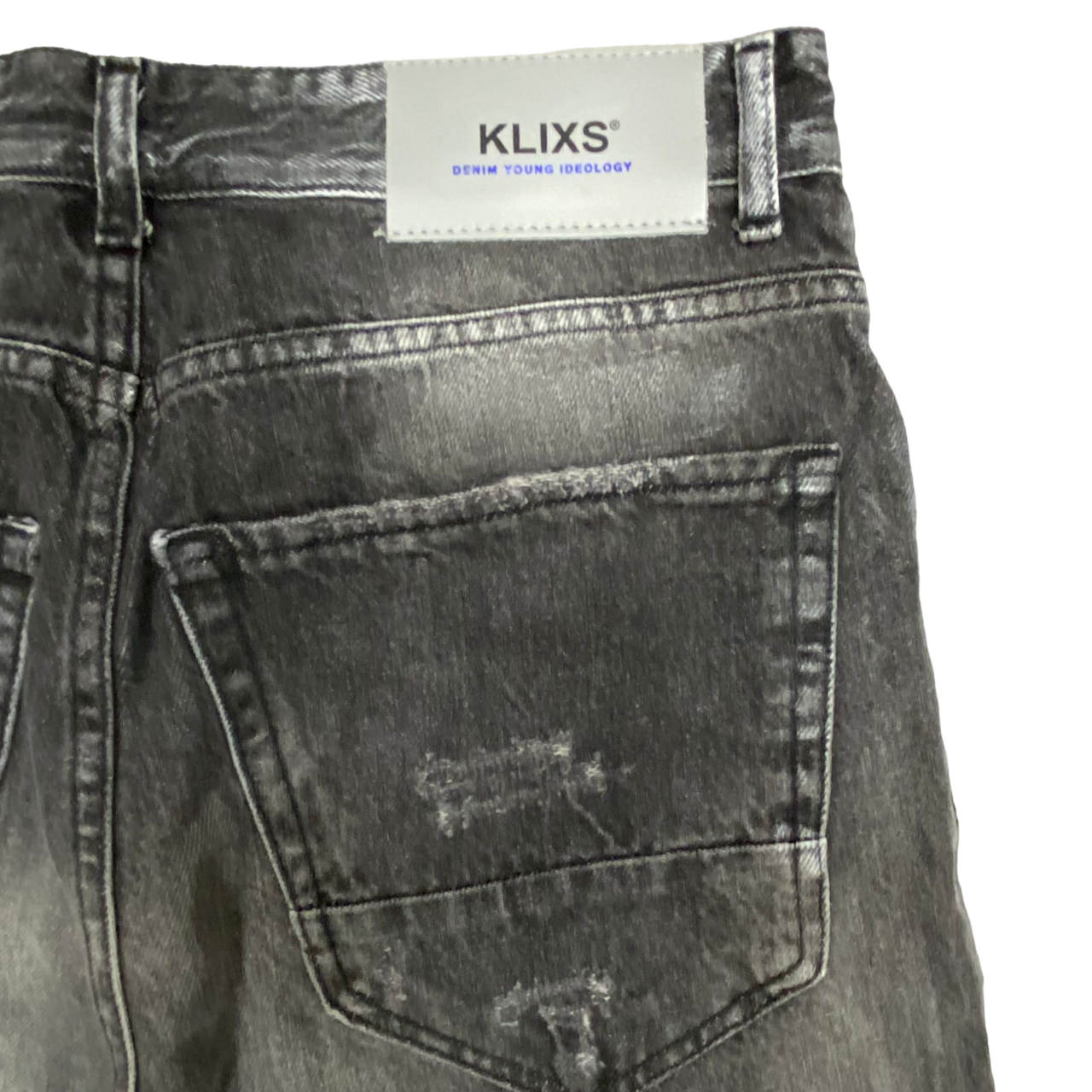 Klixs pantalone jeans da uomo slavato con rotture Kevin 01170UB nero slavato