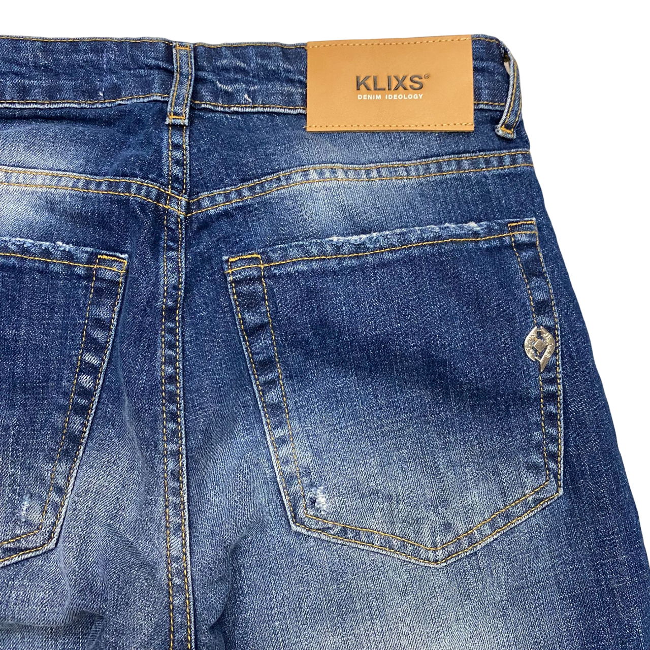 Klixs pantalone jeans da uomo slavato con rotture Mike 01154LU blu slavato