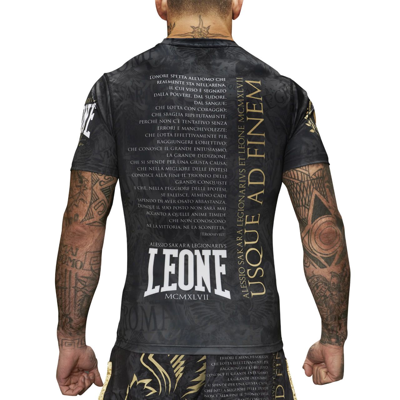 Leone maglia manica corta MMA Rashguard Legionarivs AB925 nero