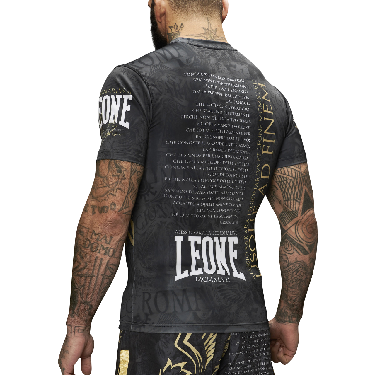 Leone maglia manica corta MMA Rashguard Legionarivs AB925 nero