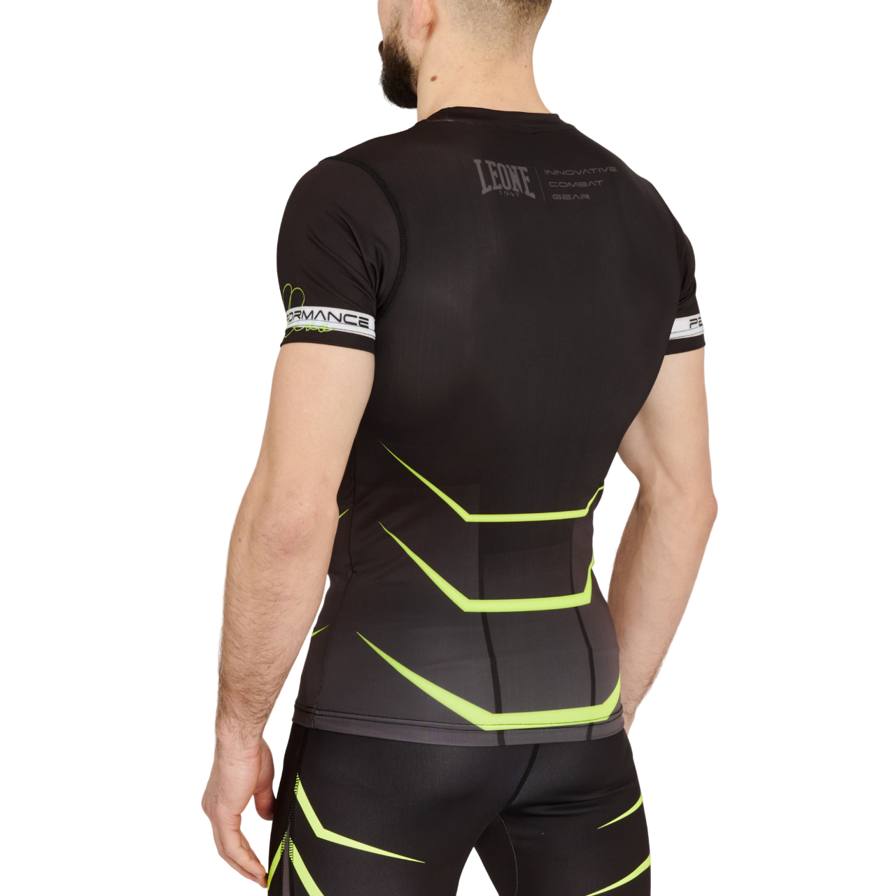 Leone maglia manica corta Rashguard Revo AB927F nero-fluo
