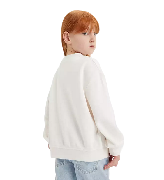 Levi's Kids Felpa girocollo da ragazza co logo e ricamo fiori 4EK796-X1O bianco zucchero