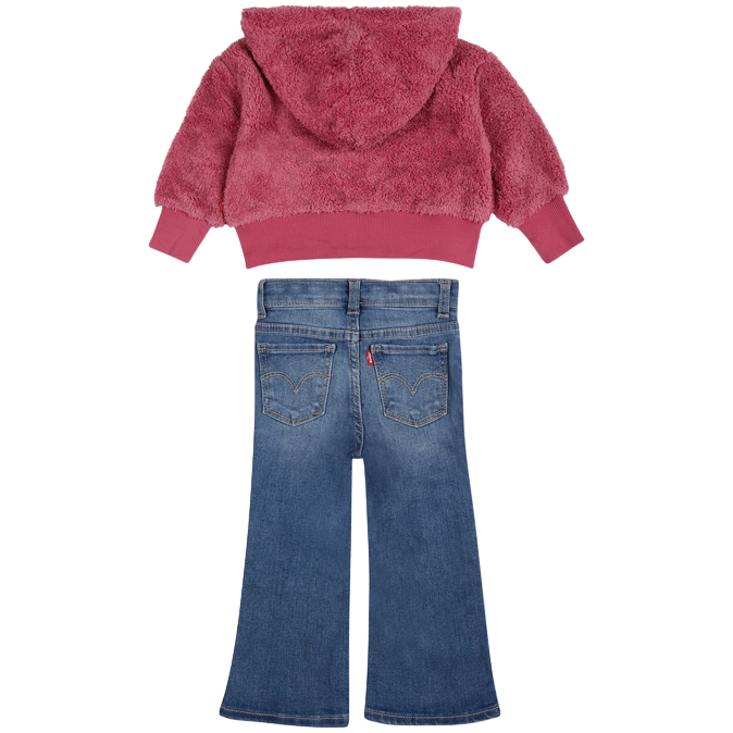 Levi's Kids completo da bimba felpa con maglietta e pantalone 1EK978-AHT rosa