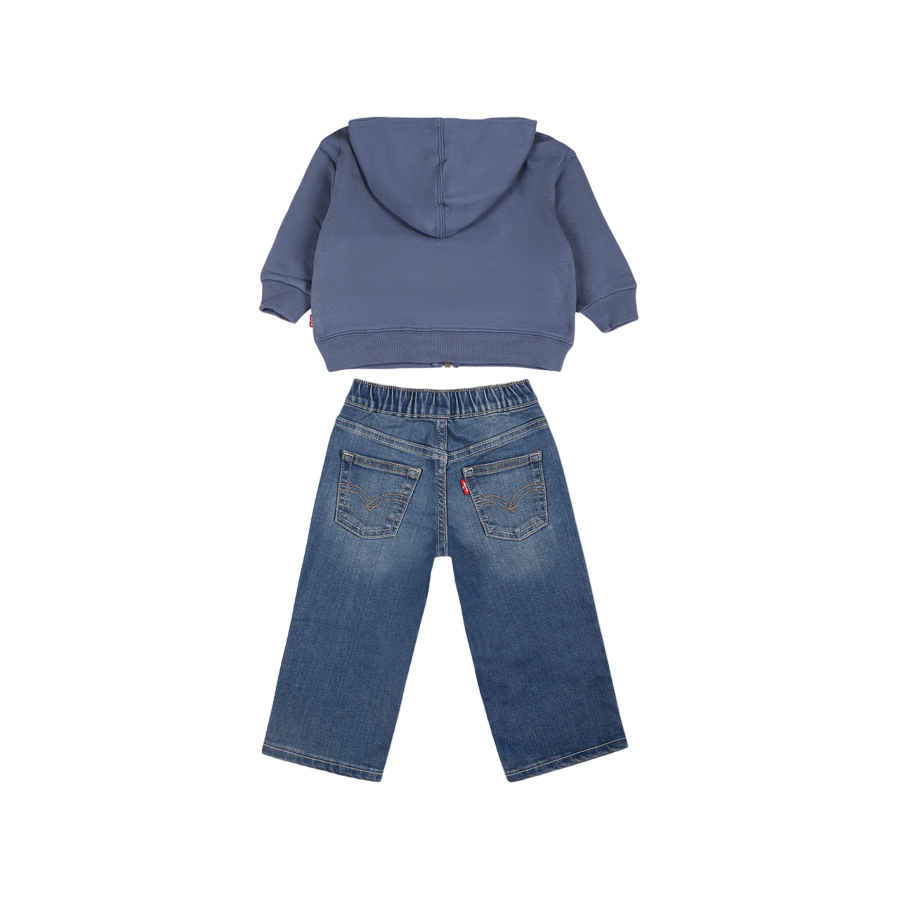 Levi's Kids completo da bimbo felpa con cappuccio-maglietta-pantalone 6EL340 C1E indaco
