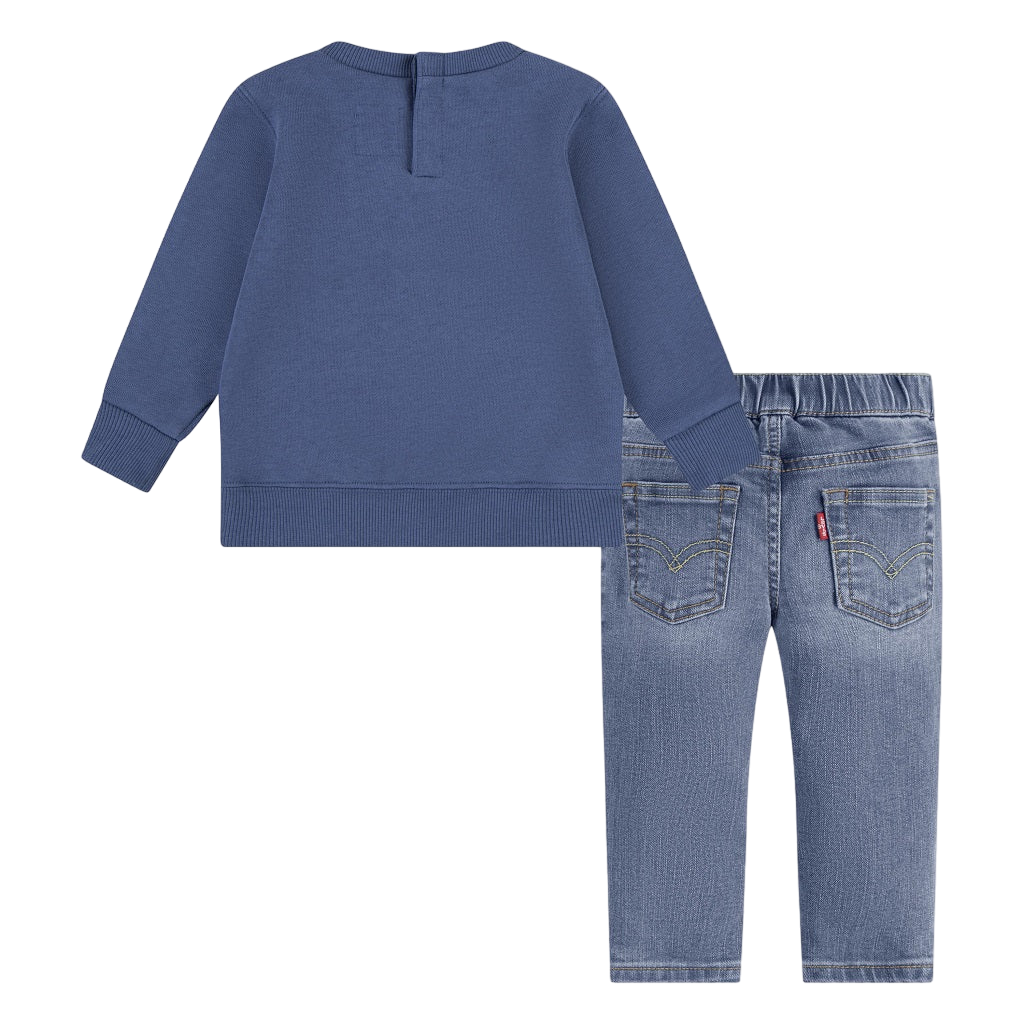 Levi's Kids completo da bimbo felpa girocollo e pantalone 6EL312 C1E indaco
