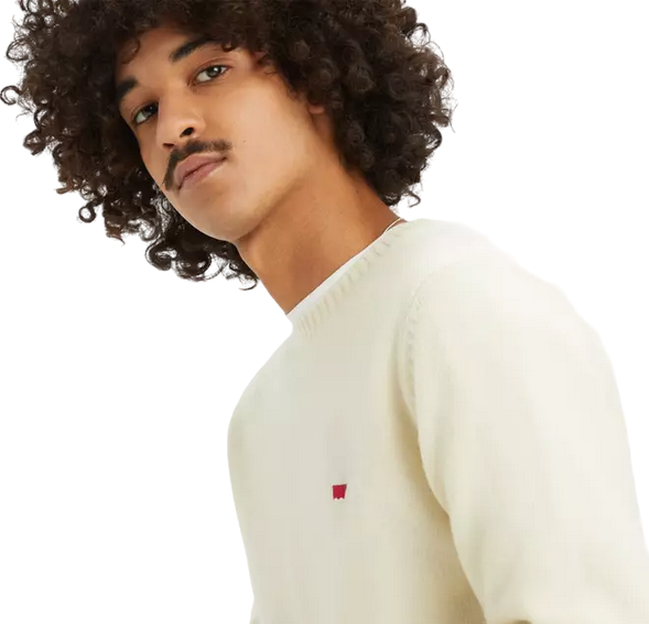 Levi's maglioncino girocollo da uomo Housemark A43200020 panna