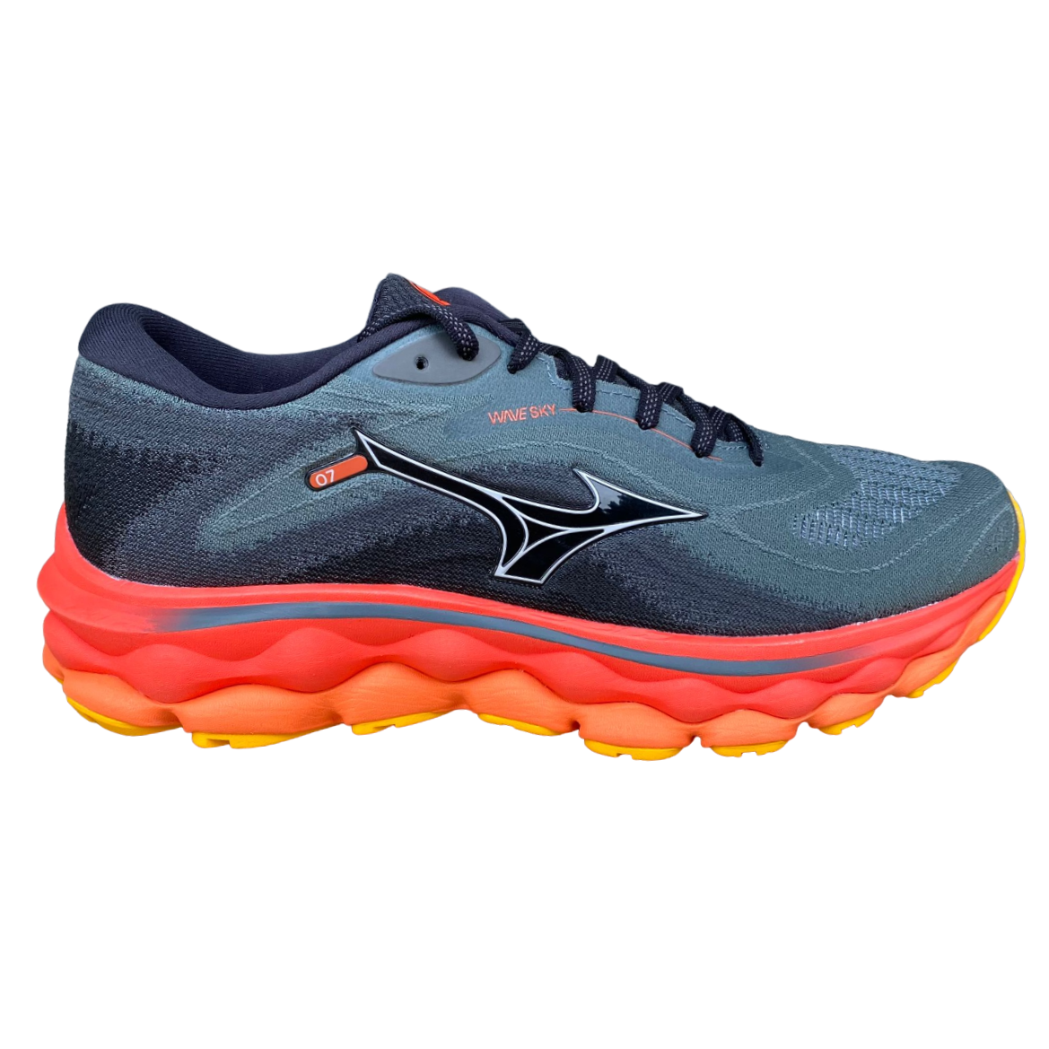 Mizuno scarpa da corsa da uomo Wave Sky 7 J1GC230251 grigio arancio