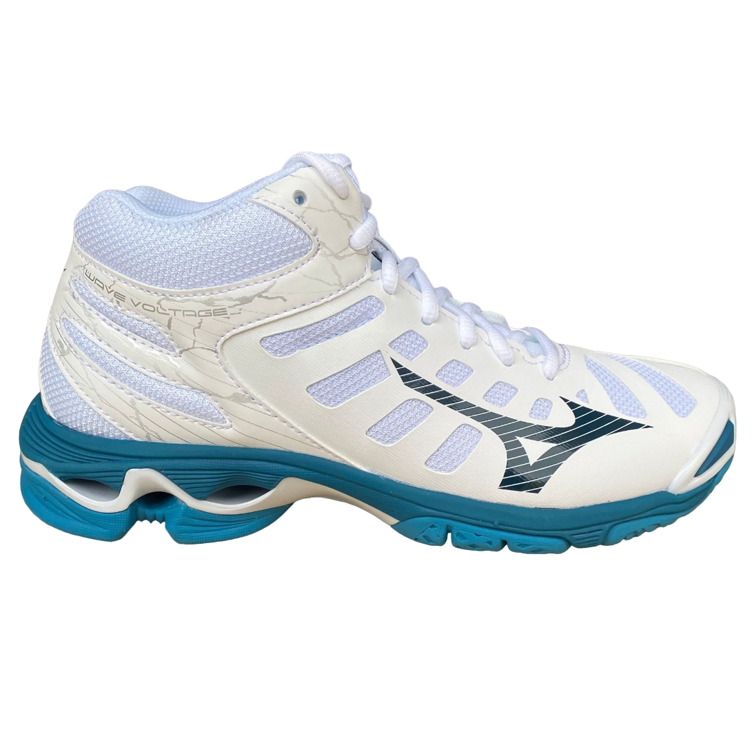 Mizuno scarpa da pallavolo da adulti Wave Voltage Mid V1GA216586 bianco blu argento