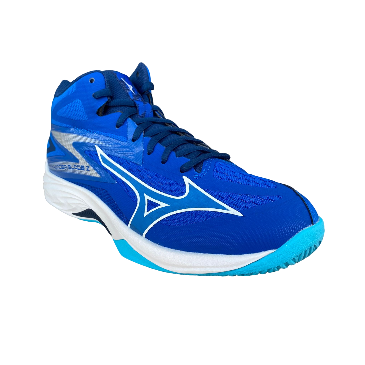 Mizuno scarpa da pallavolo da uomo Thunder Blade Z Mid V1GA237501 blu chiaro-bianco