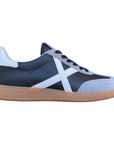 Sneakers uomo Munich BARRU 163 8290163 nero vista laterale con design vintage anni 70 e suola a casco pallamano