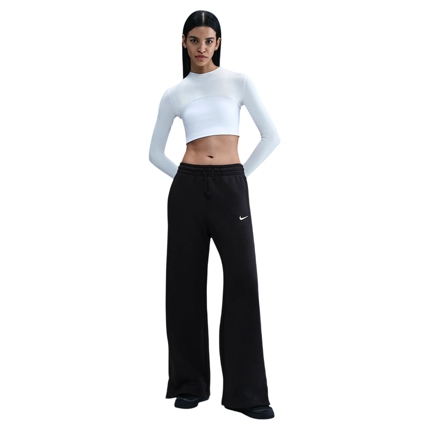 Nike - Pantaloni Donna Phoenix Fleece Larghi a Vita Alta H1011-010 Nero