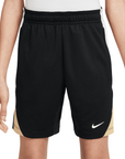 Shorts da calcio Nike Dri-FIT Strike FN8419-017 per junior in colorazione nero e avorio, vista frontale