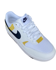 Sneakers Nike Gamma Force HJ5997-101 bianco-giallo, vista frontale con dettaglio swoosh e tomaia in pelle bianca con accenti gialli