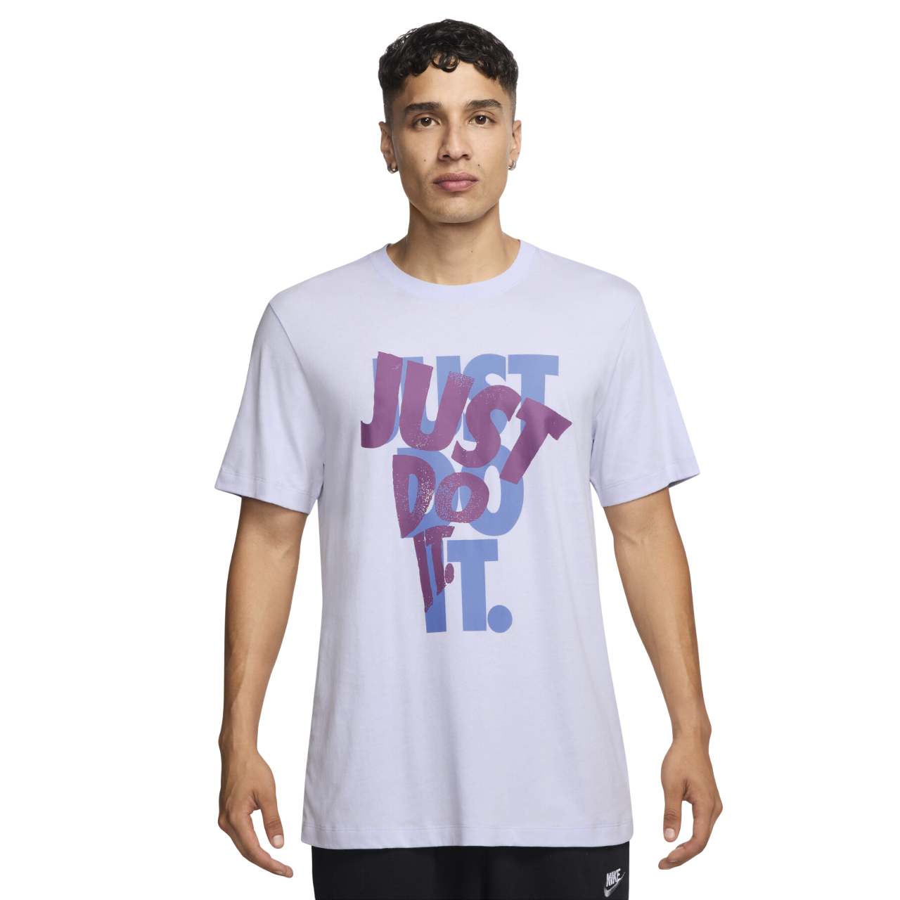Maglietta Nike Sportswear HJ0554-538 viola da uomo con stampa Just Do It sul petto, realizzata in morbido cotone - frontale