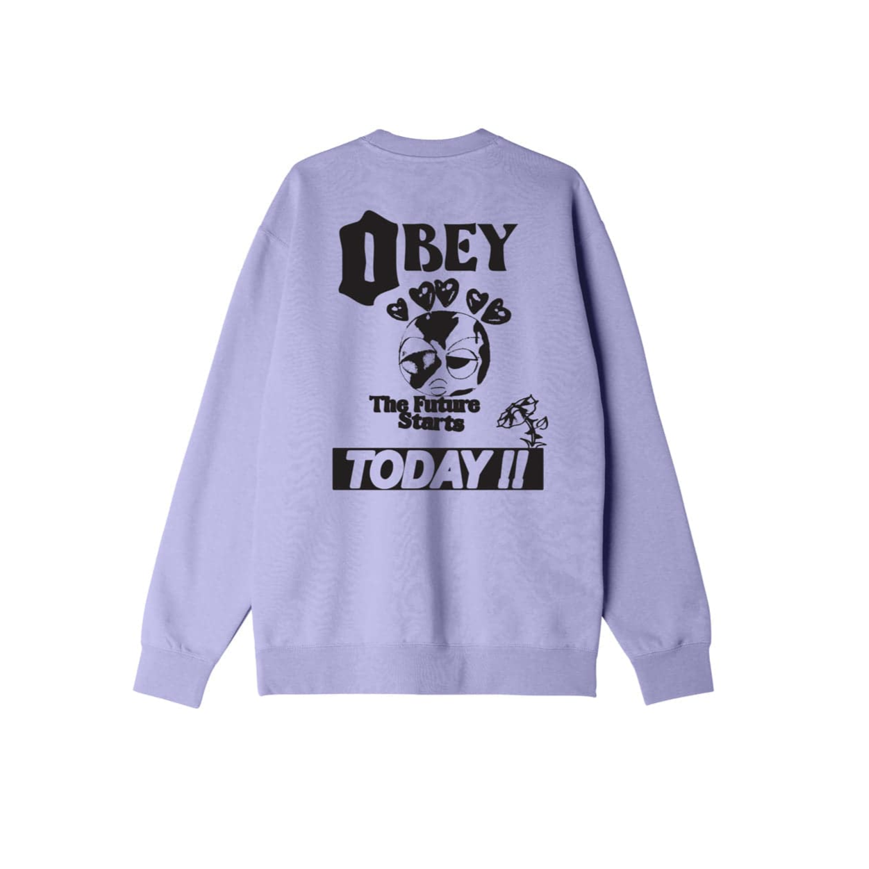 Obey Felpa girocollo da uomo Il Futuro inizia Oggi Premium 112863577 lavanda