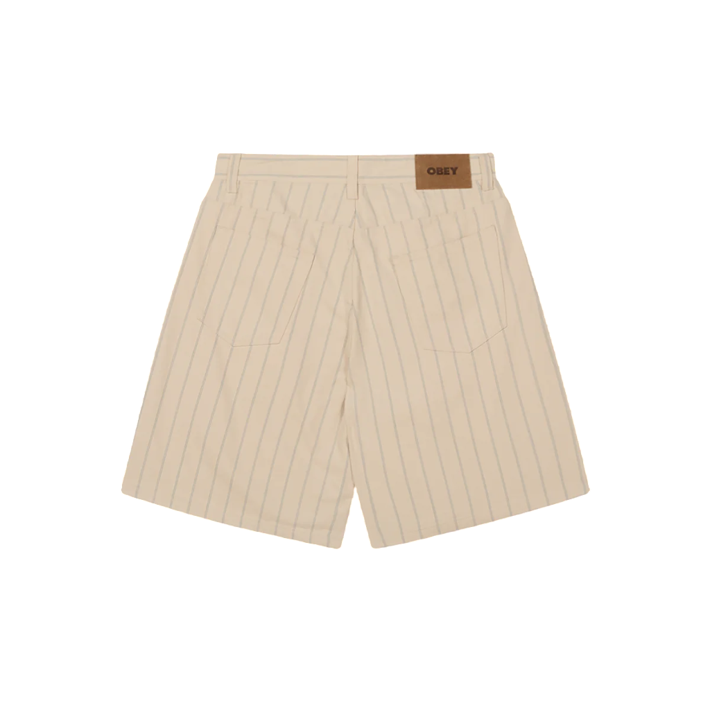 Obey pantaloncino in denim da uomo largo a righe 172100094 beige