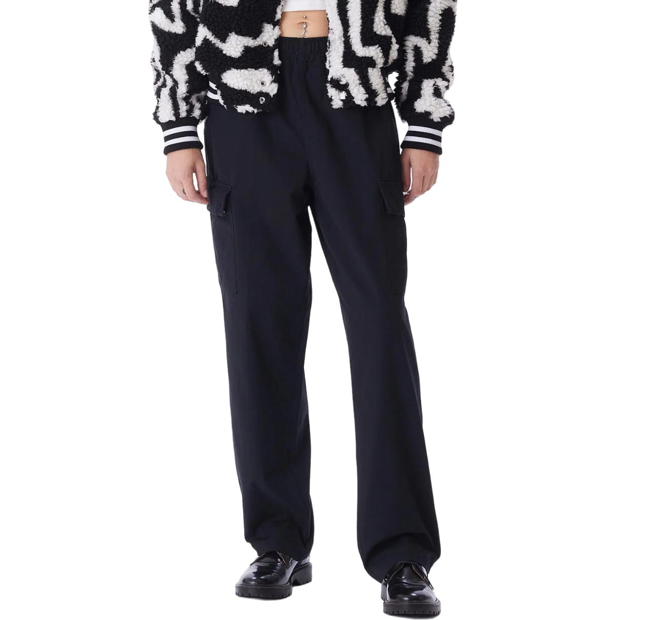 Obey pantalone Cargo in ripstop con elestico in vita 142020196 nero