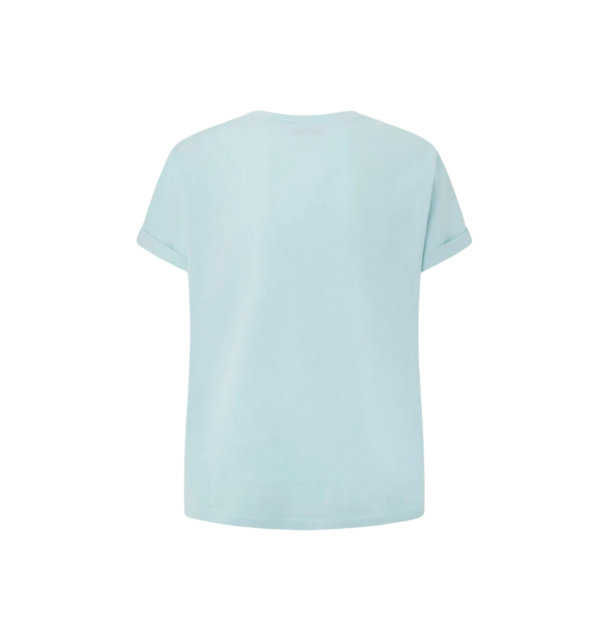 Pepe Jeans maglietta manica corta da donna con logo ricamato Liu PL505832 508 acqua