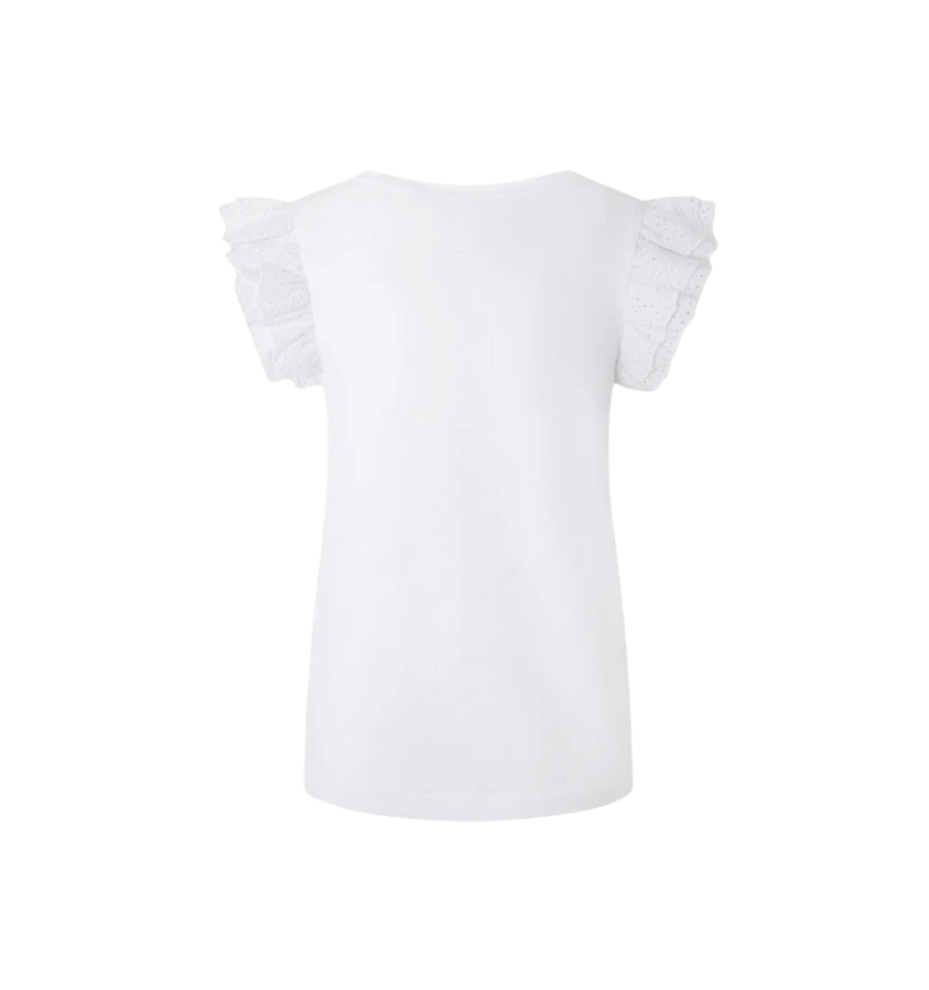 Pepe Jeans t-shirt with short ruffle sleeves Lindsay PL505849 800 white