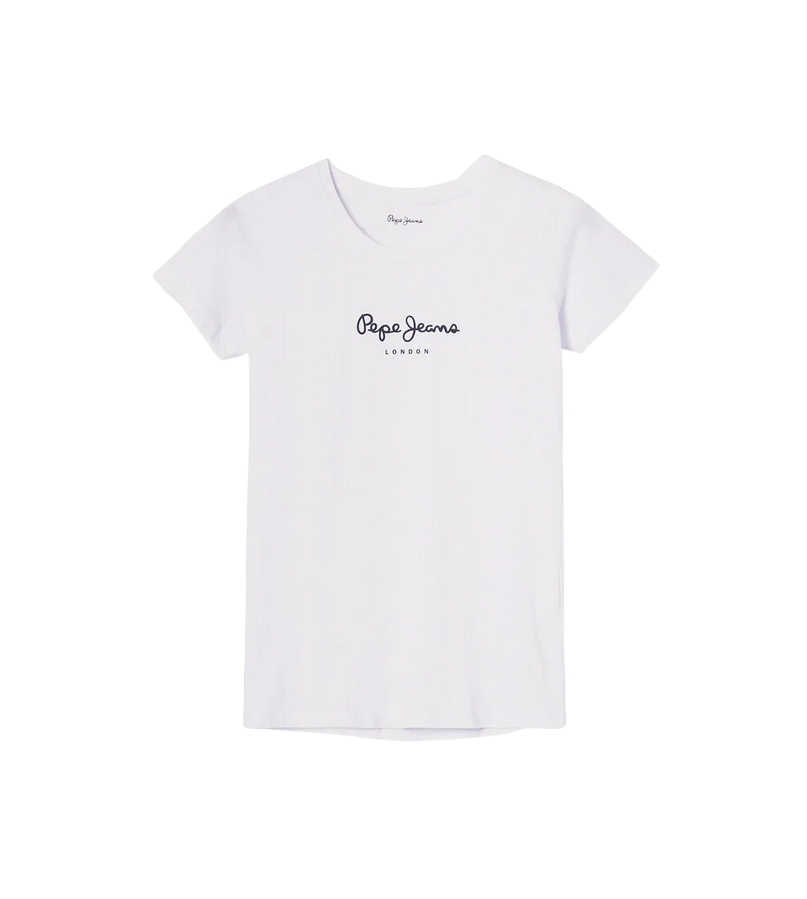Pepe Jeans women's short sleeve slim t-shirt with printed logo New Virginia PL505202 800 white