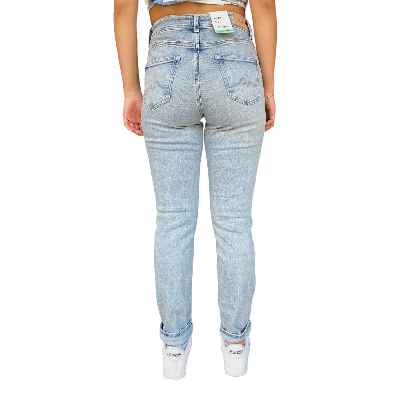 Pepe Jeans women's jeans trousers Tapered HW PL204591MI80 light blue