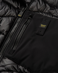 Piumino Blauer Albert nero da uomo modello 24WBLUC08034-006355 con imbottitura mista piuma-poliestere, nylon idrorepellente e design a onde - zip