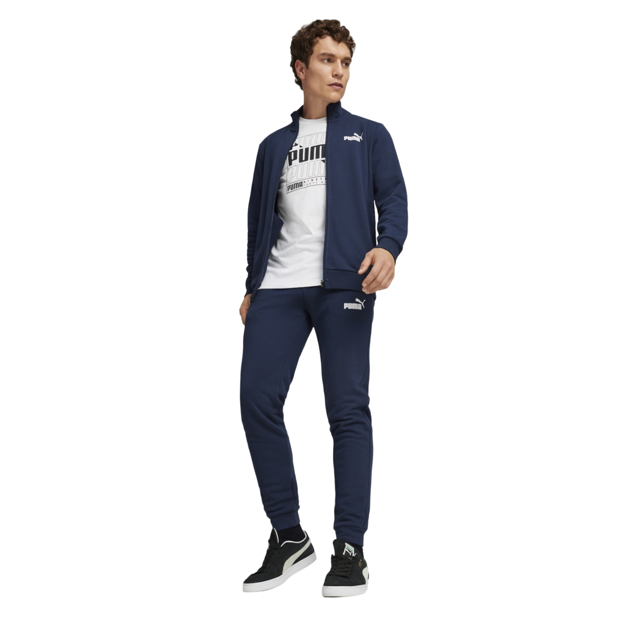 Puma Tuta da uomo in cotone garzato Clean Sweat Suit TR 585840-14 blu